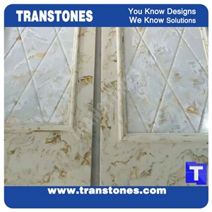 High Gloss Artificial Marble Beige Spray Silver Faux Slabs,Tile 3d Waterjet Wall Panel Celing Floor Covering,Solid Surface Engineered Glass Resin Stone Interior Building Decor