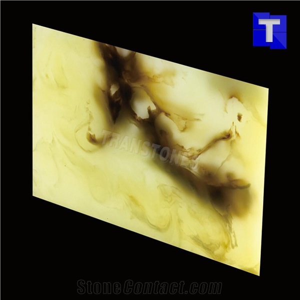 High Glossy Artificial Crystal Brown Onyx Wall Panel Floor Tiles Solid Surface Marrone Glass Stone for Bar Tops,Reception Table Desk,Hotel Counter Tops Design,Interior Engineered Stone