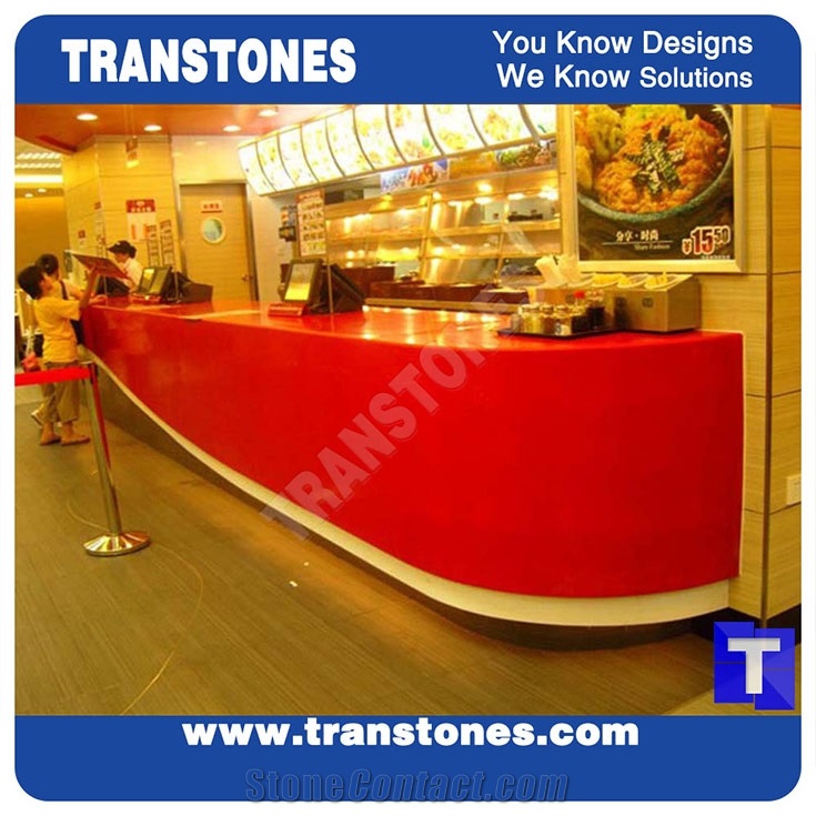 Led Light Solid Surface Artificial White Marble Office Table,Hotel Reception Desk,Engineered Stone Panel for Interior Furniture Stone Work Top