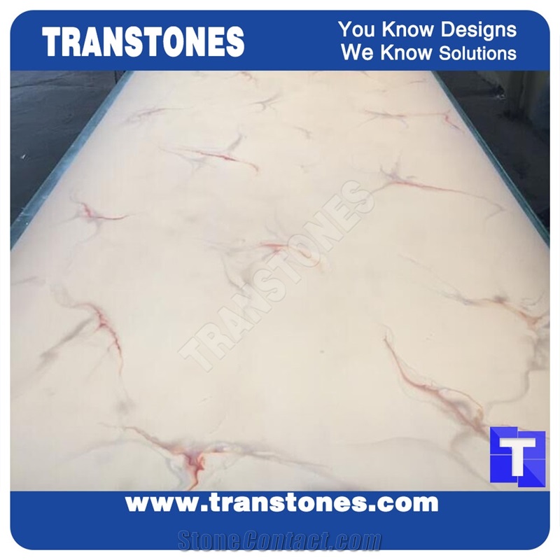 Manufacture Artificial White Marble Wall Construction Materials Solid Surface Slab Cut to Size Tiles for Interior Ceiling,Floor Covering Pattern,Polished Translucent Backlit Glass Stone