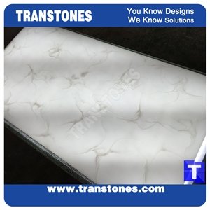Manufacture Artificial White Marble Wall Construction Materials Solid Surface Slab Cut to Size Tiles for Interior Ceiling,Floor Covering Pattern,Polished Translucent Backlit Glass Stone