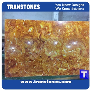 Polished Giallo Solid Surface Yellow Onyx Resin Sheet