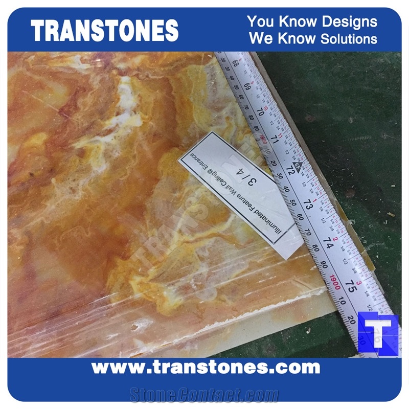 Polished Giallo Solid Surface Yellow Onyx Resin Sheet