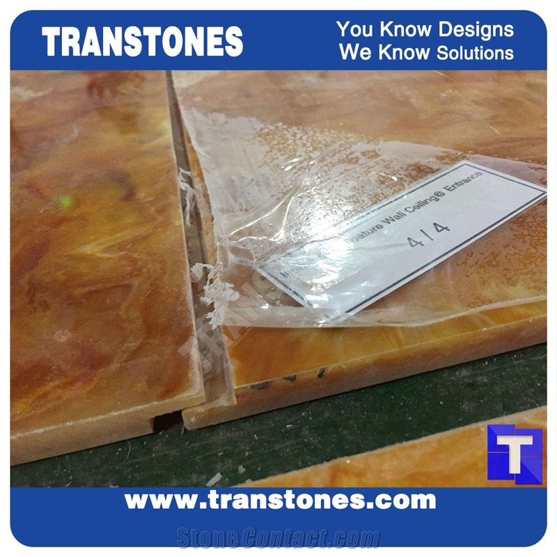 Polished Giallo Solid Surface Yellow Onyx Resin Sheet