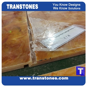Polished Giallo Solid Surface Yellow Onyx Resin Sheet