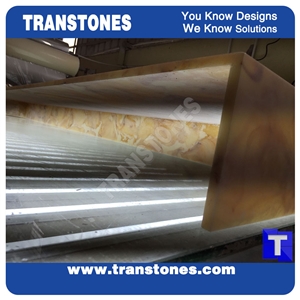 Processing Show-Solid Surface Arobo Dune Artificial Marble Bar Top,Golden Yellow Chain Reception Countertops High Gloss Polished for Office,Hotel Lobby Decor Interior Glass Resin Stone Manufacture