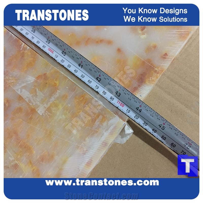Processing Show Solid Surface Fossi Arobo Dune Artificial Marble Bar Top,Golden Yellow Chain Reception Countertops High Gloss Polished for Office,Hotel Decor Interior Glass Resin Stone