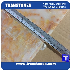 Processing Show Solid Surface Fossi Arobo Dune Artificial Marble Bar Top,Golden Yellow Chain Reception Countertops High Gloss Polished for Office,Hotel Decor Interior Glass Resin Stone