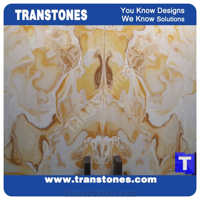 Rusty Spray Wave Ivory Beige Artificial Beige Onyx Wall Cladding Panel Floor Covering Tiles Vein Cut Solid Surface Translucent Backlit Cream Resin Glass Alabaster Stone for Bar Tops,Reception Table