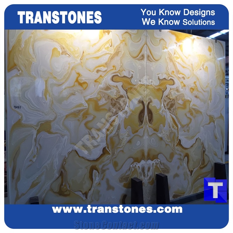 Rusty Spray Wave Ivory Beige Artificial Beige Onyx Wall Cladding Panel Floor Covering Tiles Vein Cut Solid Surface Translucent Backlit Cream Resin Glass Alabaster Stone for Bar Tops,Reception Table