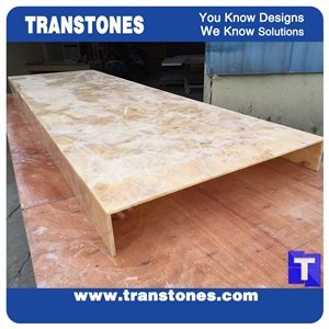 Solid Surface Arobo Dune Artificial Marble Bar Top,Golden Yellow Chain Reception Countertops High Gloss Polished for Office,Hotel Decor Interior Glass Resin Stone Manufacture