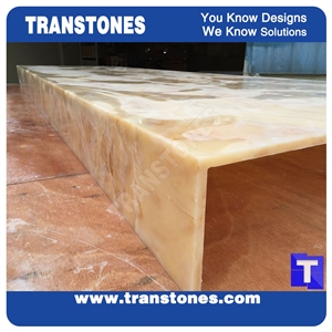 Solid Surface Arobo Dune Artificial Marble Bar Top,Golden Yellow Chain Reception Countertops High Gloss Polished for Office,Hotel Decor Interior Glass Resin Stone Manufacture