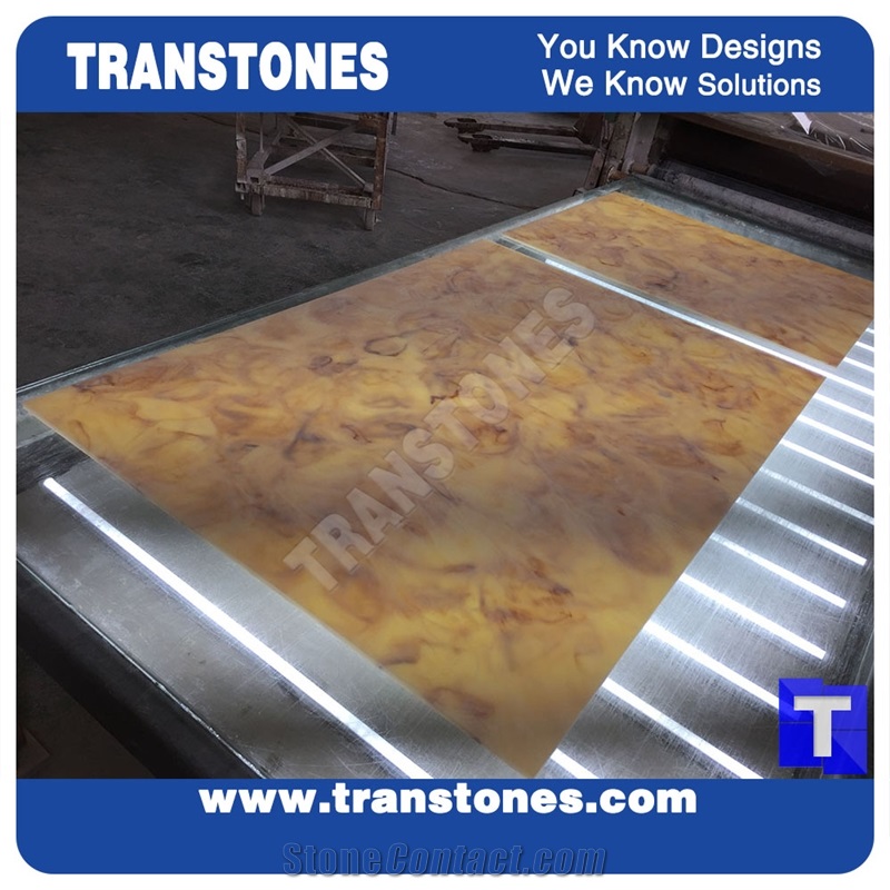 Solid Surface Artifical Marble Imperial Rose Slab Tiles for Wall Panel Sheet, Translucent Backlit Glass Stone for Reception Desk