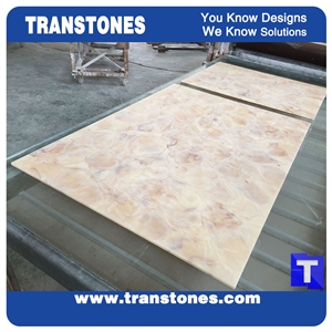 Solid Surface Artifical Marble Imperial Rose Slab Tiles for Wall Panel Sheet, Translucent Backlit Glass Stone for Reception Desk