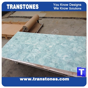 Solid Surface Artificial Blue Spray Flower Marble Look Slabs Wall Panel Ceiling,Floor Covering,Azul Engineered Stone Tile Cut to Size