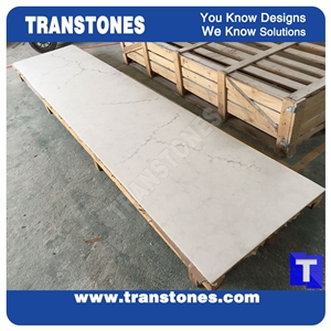 Solid Surface Calacatta Carrara White Marble Look Glass Stone Slabs Tile for Wall Panel,Ceiling,Kitchen Bathroom Design Floor Covering Pattern,Engineered Quartz Stone Sheet
