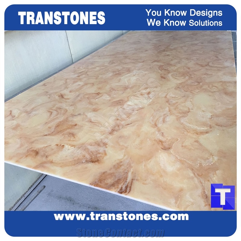 Solid Surface Fossi Arobo Dune Artificial Marble Slab,Golden Yellow Chain Panel Tile, High Gloss Desert Sahara Polished for Office,Hotel Decor Interior Glass Resin Stone