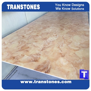 Solid Surface Fossi Arobo Dune Artificial Marble Slab,Golden Yellow Chain Panel Tile, High Gloss Desert Sahara Polished for Office,Hotel Decor Interior Glass Resin Stone