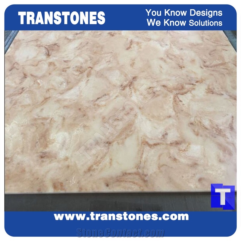 Solid Surface Golden Marble Look Stone Panel Slab Tile for Walling,Floor Ciovering Translucent Backlit