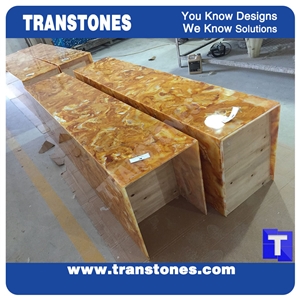 Solid Surface Golden Yellow Acrylic Marble Slab Tiles Sheet