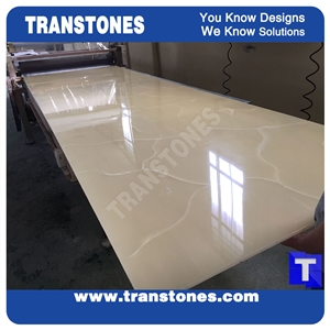 Solid Surface Honey Onyx Slabs for Wall Panel Beige Faux Alabaster Processing Show
