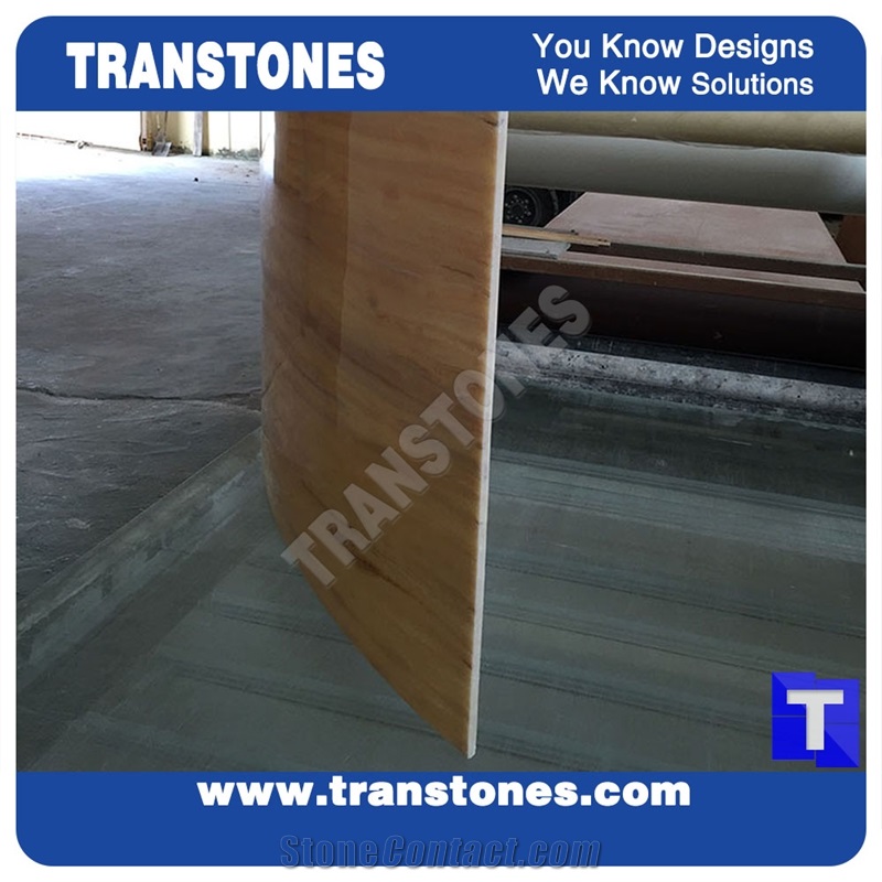 Solid Surface Imperial Wooden Vien Faux Marble Slabs,Tile Wall Panel,Engineered Stone Artificial Fossi Yellow Wood Grain Stone Translucent Backlit