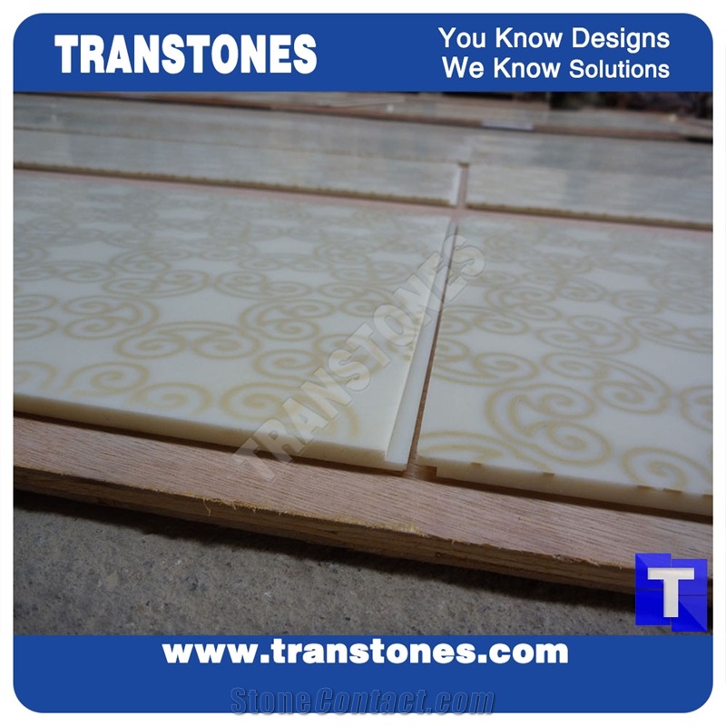 Solid Surface Stone Artificial Marble Waterjet Medallion Carved Cnc Tiles Slabs for Wall Panel Cladding,Hotel Floor Covering,Interior Building Stone