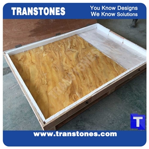 Solid Surface Translucent Golden Paradiso Artificial Marble Slabs Polished High Gloss,Engineered Stone Yellow Tile Sheet Wall Panel Cladding,Floor Covering Interior Stone