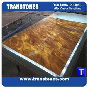 Solid Surface Translucent Golden Paradiso Artificial Marble Slabs Polished High Gloss,Engineered Stone Yellow Tile Sheet Wall Panel Cladding,Floor Covering Interior Spray Vein Glass Resin Stone