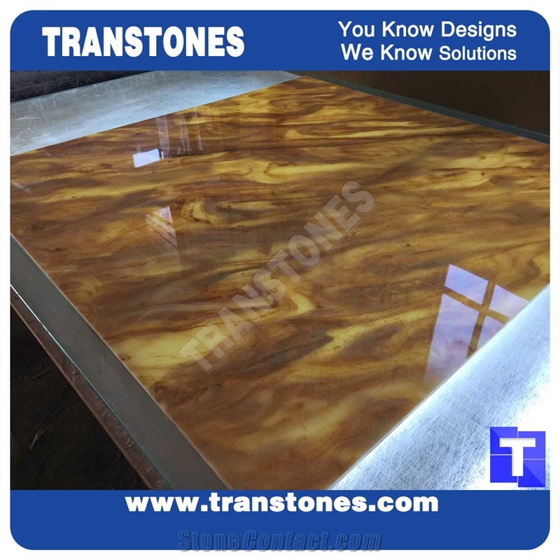 Solid Surface Translucent Golden Paradiso Artificial Marble Slabs Polished High Gloss,Engineered Stone Yellow Tile Sheet Wall Panel Cladding,Floor Covering Interior Spray Vein Glass Resin Stone