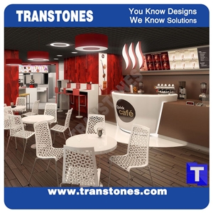 Solid Surface White Artificial Marble Quarzt Stone Coffee Round Desk,Reception Counter Bar Top,Interior Table Stone,Furniture with 3d Cnc Carved Hollow Bench,Chair Solid Surface White Artificial Marble Quarzt Stone Coffee Round Desk,Reception Counter Bar Top,Interior Table Stone,Furniture with 3d Cnc Carved Hollow Bench,Chair