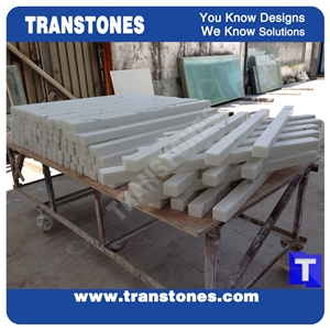 Solid Surface White Marble Artificial Stone Wall Corner Panel, Laminated Glass Shaped Stone Walling Panel Carved