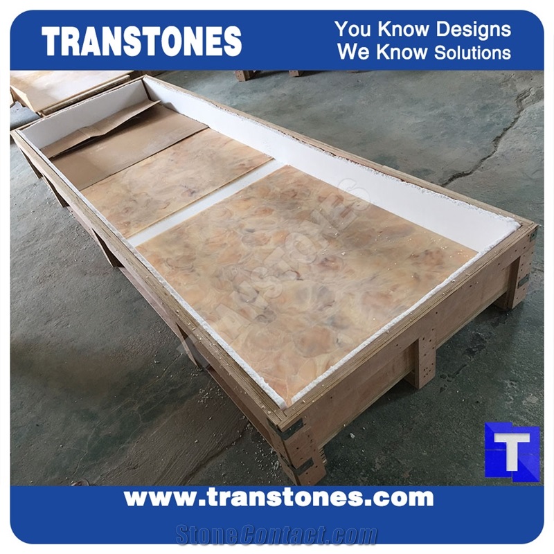 Solid Surface Yellow Spray Wave Faux Onyx Curved Reception Desk,Interior Tabletop Panel Furniture Stone,Artificial Alabaster Honed