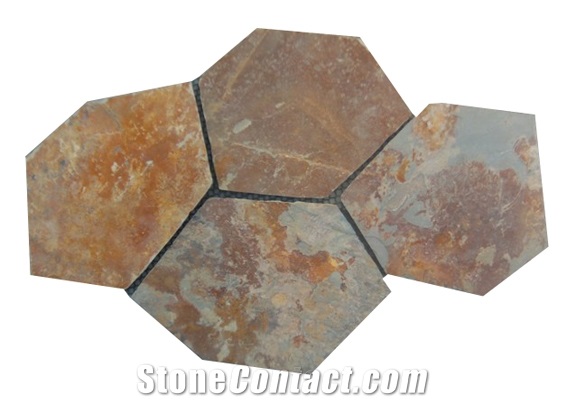 Rustic Slate Brown Color Flagstone Paving Flag Stone Road Flagstone Slate