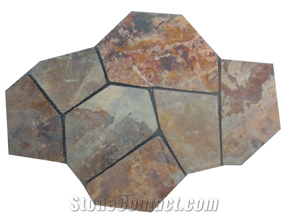 Rustic Slate Brown Color Flagstone Paving Flag Stone Road Flagstone Slate
