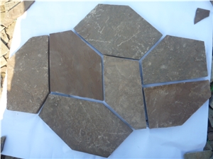 Rustic Slate Brown Color Flagstone Paving Flag Stone Road Flagstone Slate