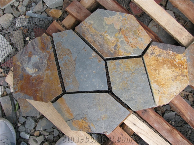 Rustic Slate Brown Color Flagstone Paving Flag Stone Road Flagstone Slate