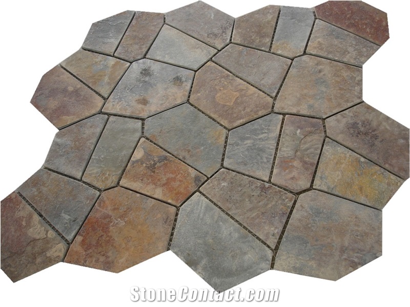 Rustic Slate Brown Color Flagstone Paving Flag Stone Road Flagstone Slate