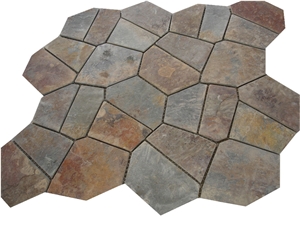 Rustic Slate Brown Color Flagstone Paving Flag Stone Road Flagstone Slate