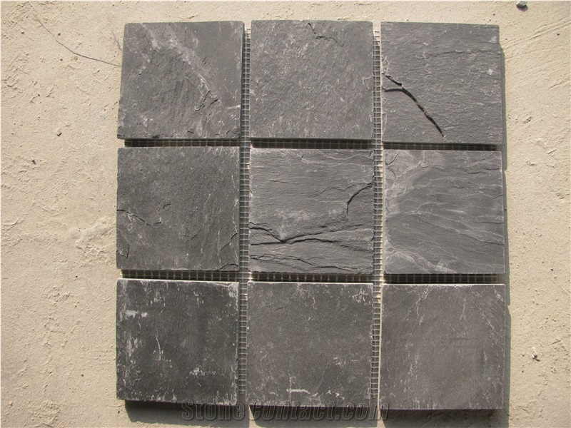 Slate China Black Slate Split Stone Mosaic Pattern Wall Mosaic