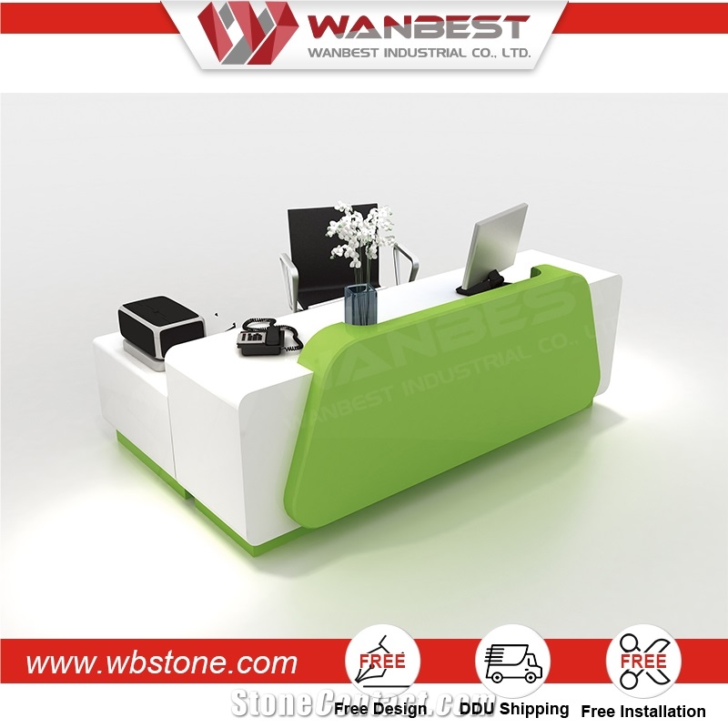 Custom Artificial Marble Reception Counter Table Information Desk for Salons Hotel and Office