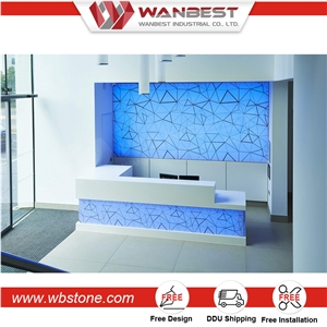 Custom Artificial Marble Reception Counter Table Information Desk for Salons Hotel and Office