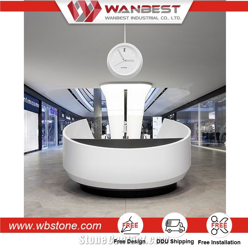 Custom Artificial Marble Reception Counter Table Information Desk for Salons Hotel and Office