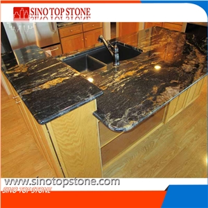 Titanium Black Cosmic Mc Granite Engineered Stone for Custom Kitchen Countertop