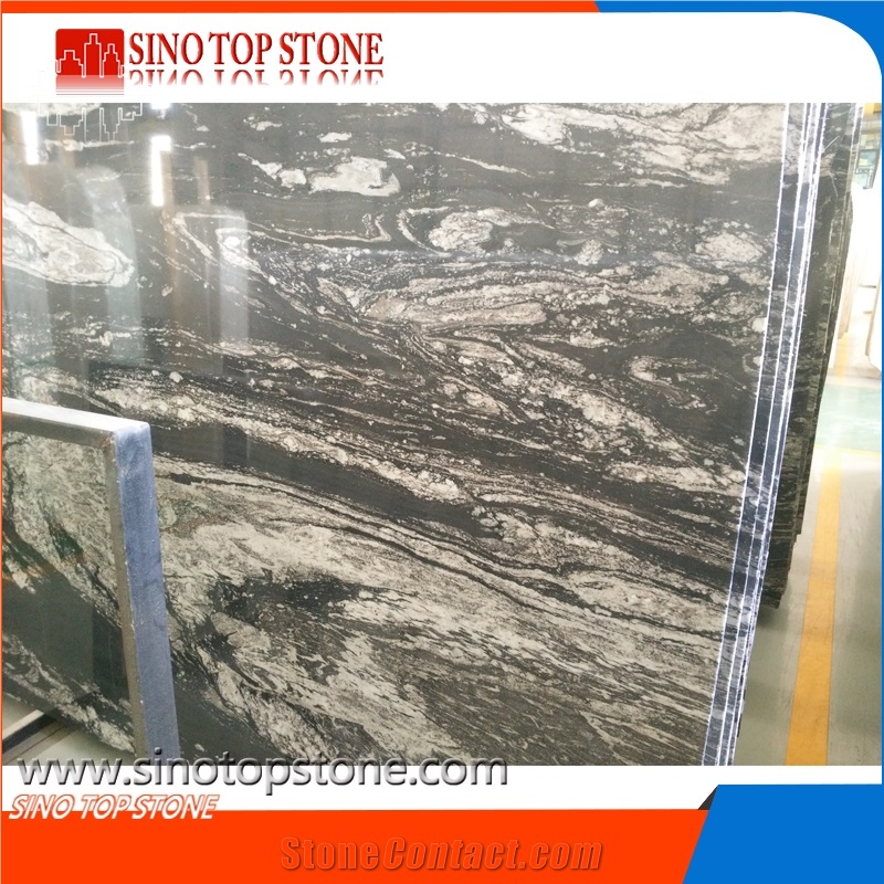 Titanium Black Cosmic Mc Granite Engineered Stone for Custom Kitchen Countertop