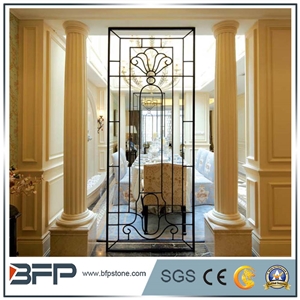 Decorative Shell Beige Marble Pillar, Marble Columns