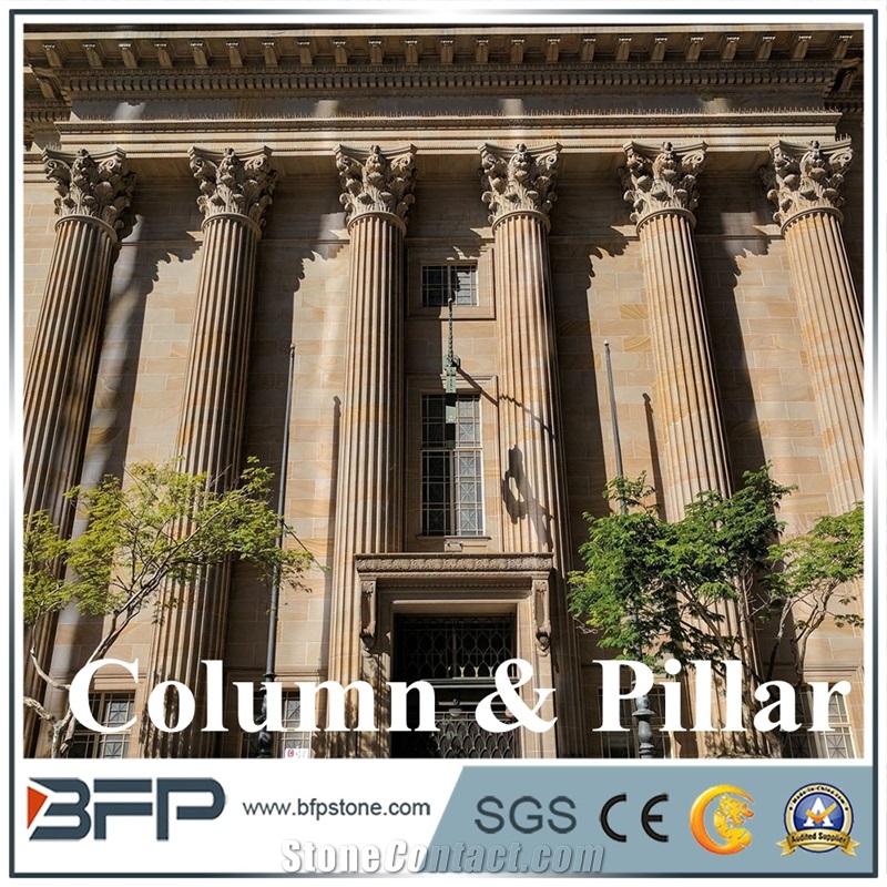 Decorative White Beige Marble Pillar, Marble Columns