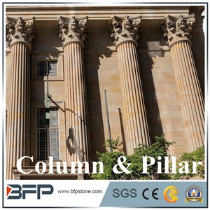 Decorative White Beige Marble Pillar, Marble Columns