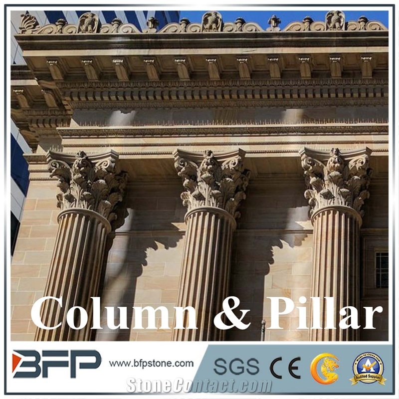 Decorative White Beige Marble Pillar, Marble Columns