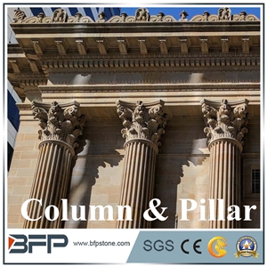 Decorative White Beige Marble Pillar, Marble Columns